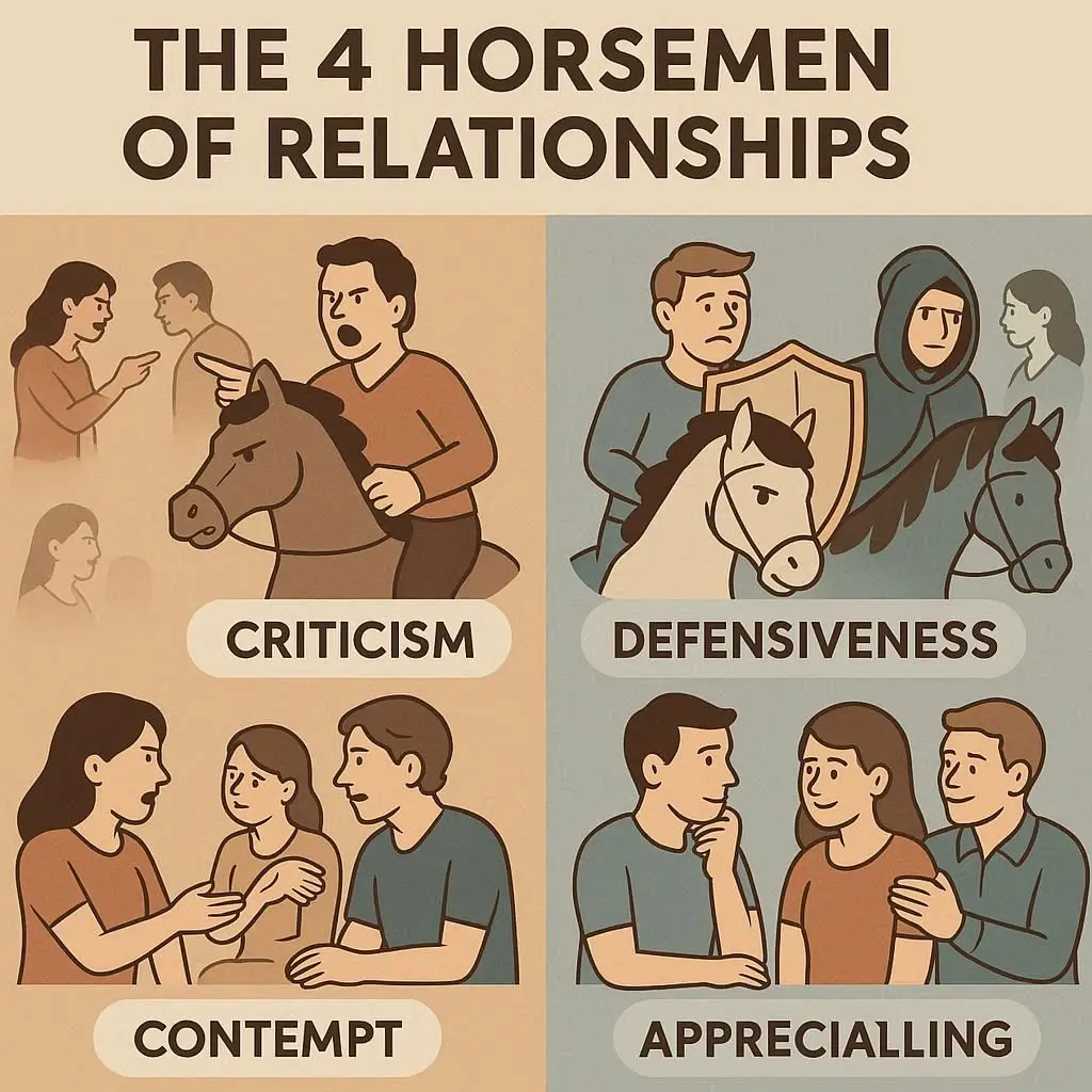 an educational infographic showing the 4 horsemen of relationships